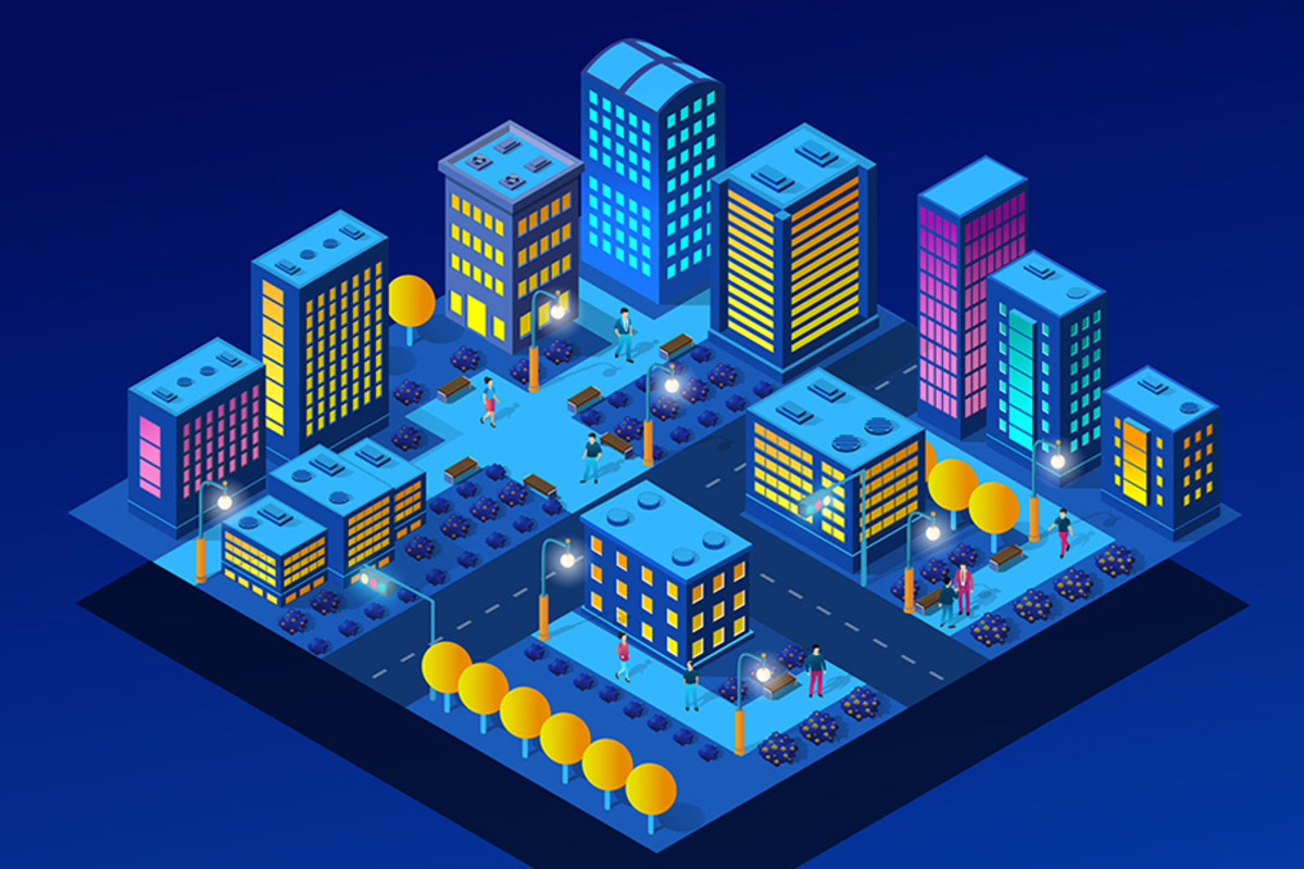 Night neon isometric city, an Object Graphic by AlexZeL (Photo 6 of 9)