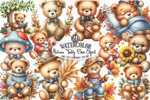 Autumn Teddy Bear Sublimation, an Illustration by Designking