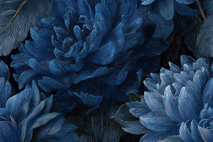 Blue Floral Seamless Pattern, a Decorative Illustration by Virgo Studio