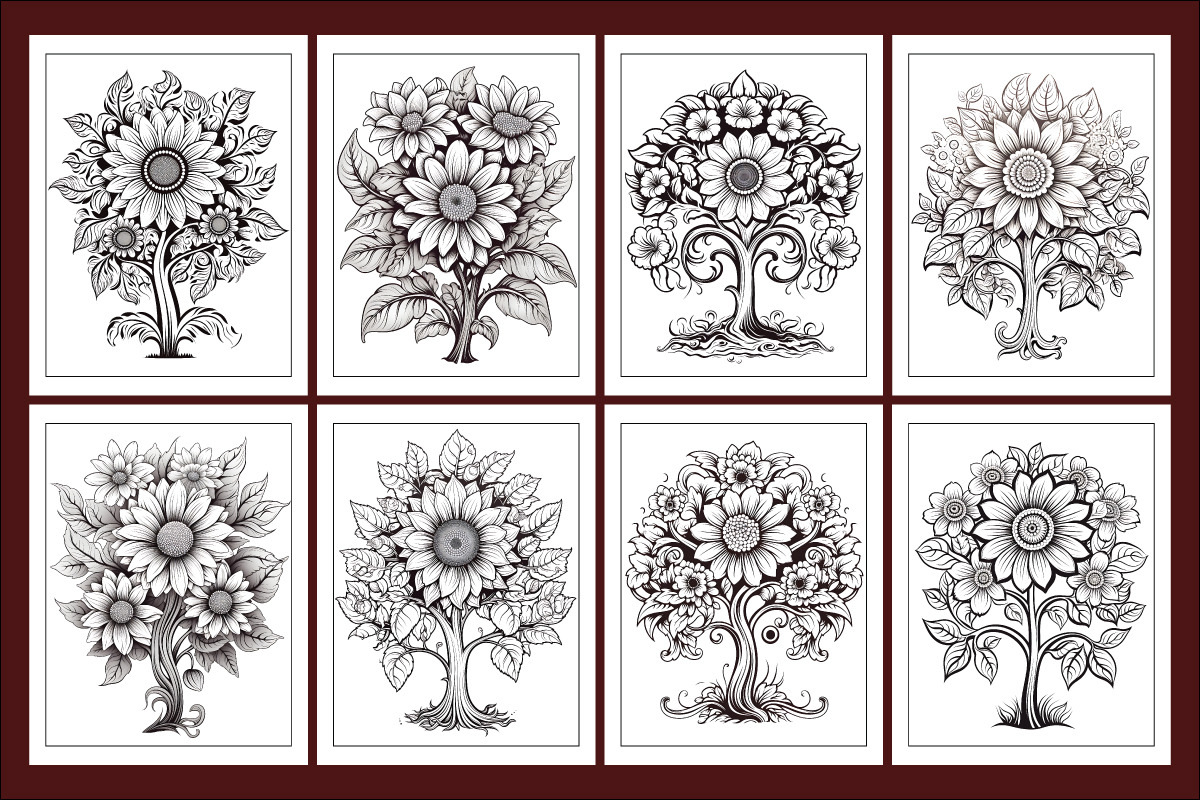 Sun Flower Coloring Pages for Kids, an Object Graphic by protabsorkar11