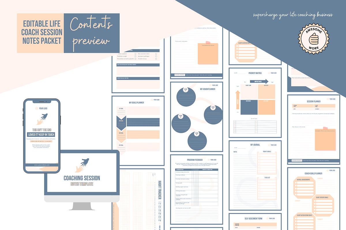 Life Coach Session Notes Template, a Brochure Template by Aplosy