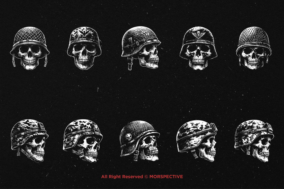 10 Bundle Dark Art Skull Army, an Illustration by Morspective (Photo 6 of 7)