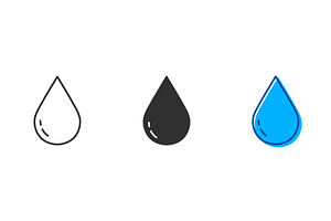 Water Drop Line and Silhouette Icons, an Illustration by Gentle Studio