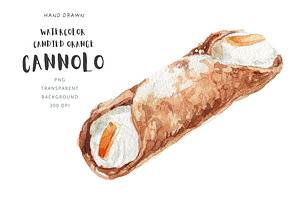 Orange Cannolo Watercolor Clipart