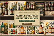 Antique Botanical Medicine Cabinet, a Background Graphic by Printable Treasure (Thumbnail 1 of 3)