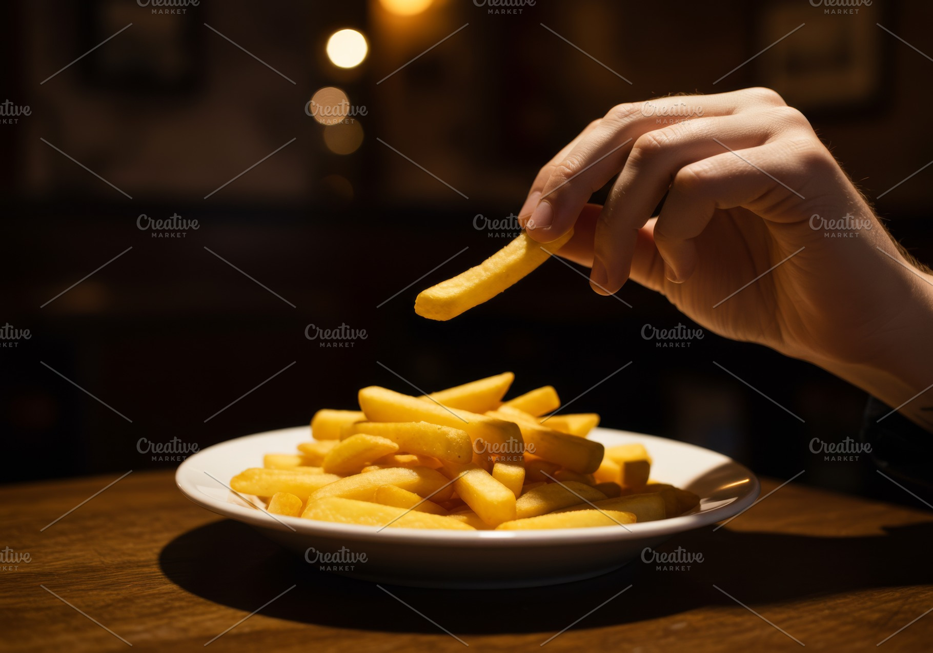 Close-up of a hand picking up a Fren, a Food & Drink Photo by professorinc