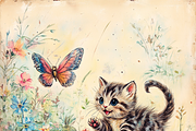 Watercolor Playful Kitten, a Background Graphic by Printable Treasure (Thumbnail 3 of 7)