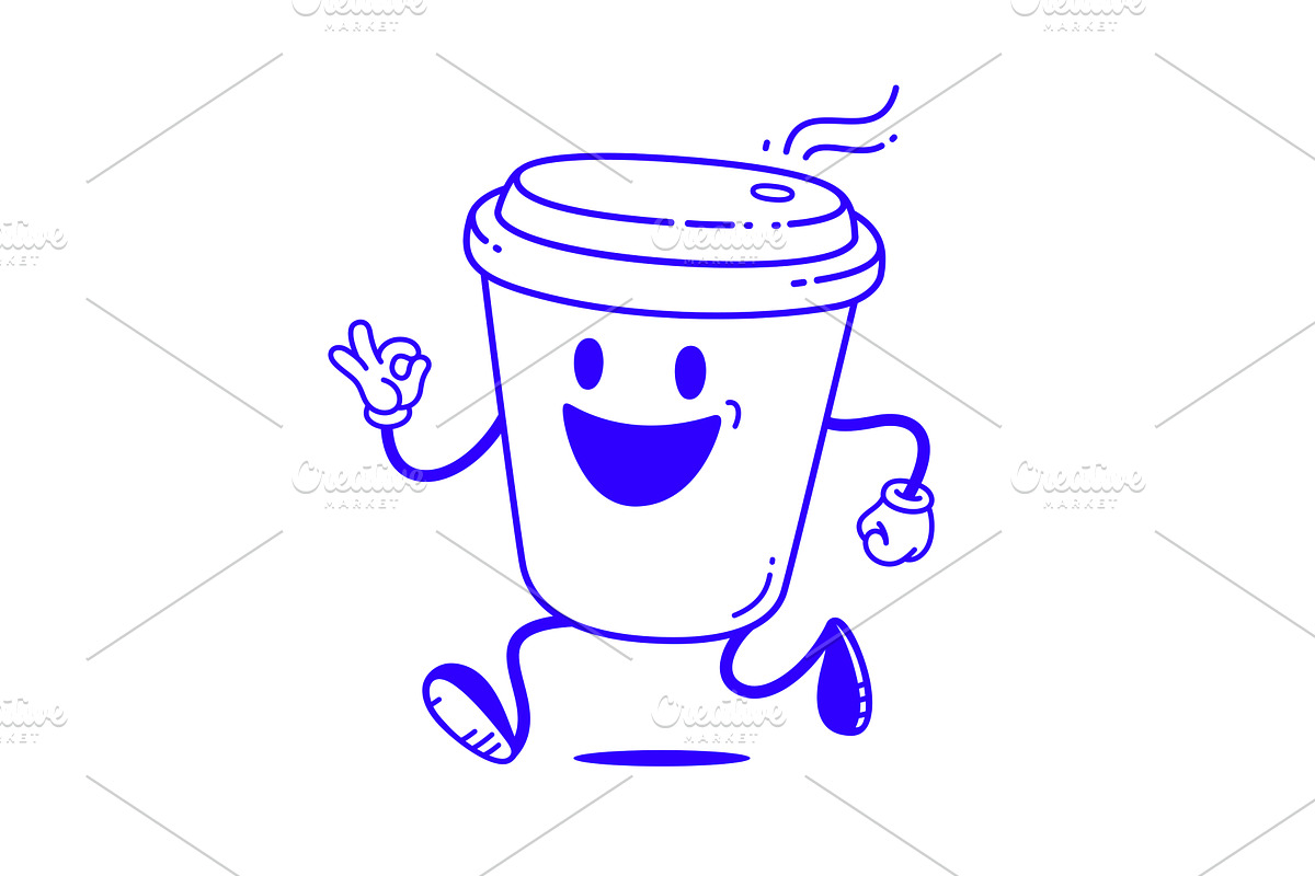 Coffee cup, funny character mascot, an Object Illustration by Foxys Graphic