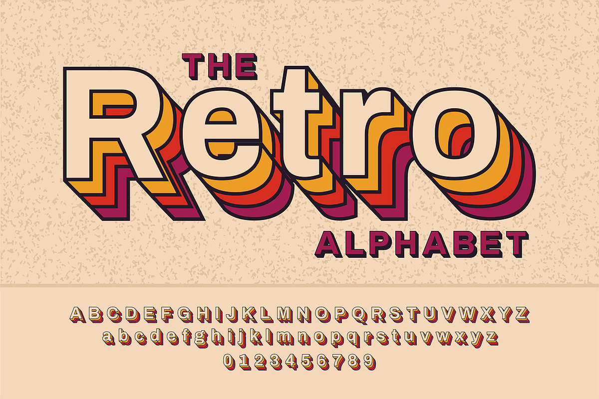 Retro VHS Layered Font, an Object Graphic by Pro_Vector (Photo 1 of 3)