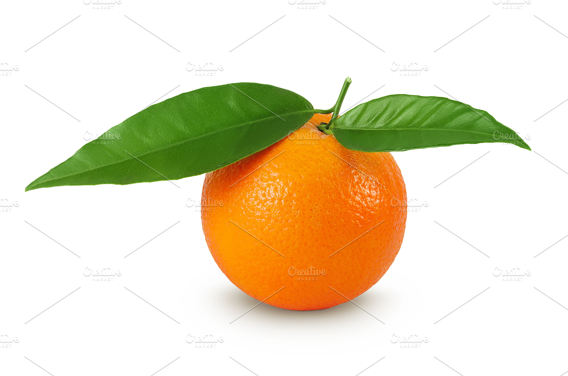 Orange fruit with leaves isolated on, a Food & Drink Photo by NataPhoto