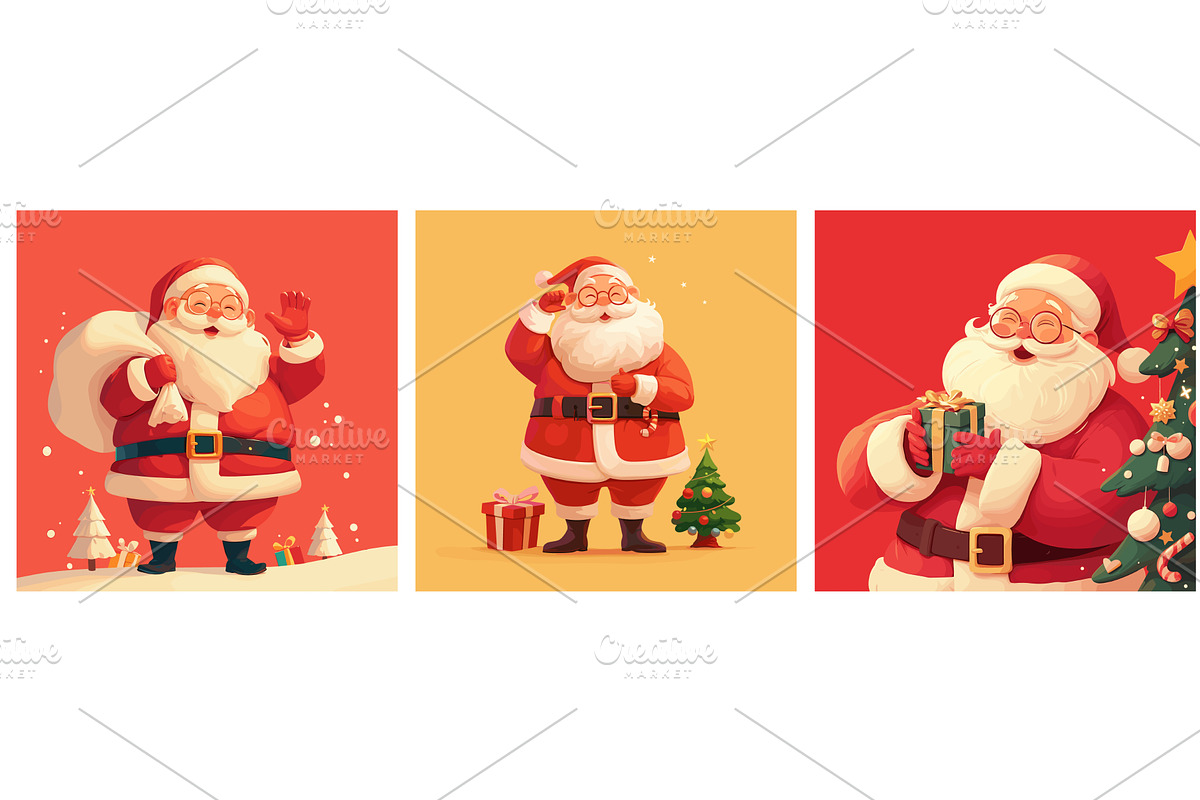 santa claus cartoon set. christmas, an Object Illustration by Stock-Smart-Start