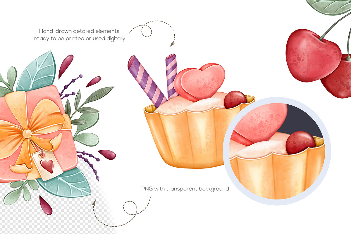 Cute Valentines day Clipart PNG, a Seasonal Illustration by Mespilia (Photo 3 of 5)