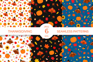 Cute Thanksgiving Seamless Patterns