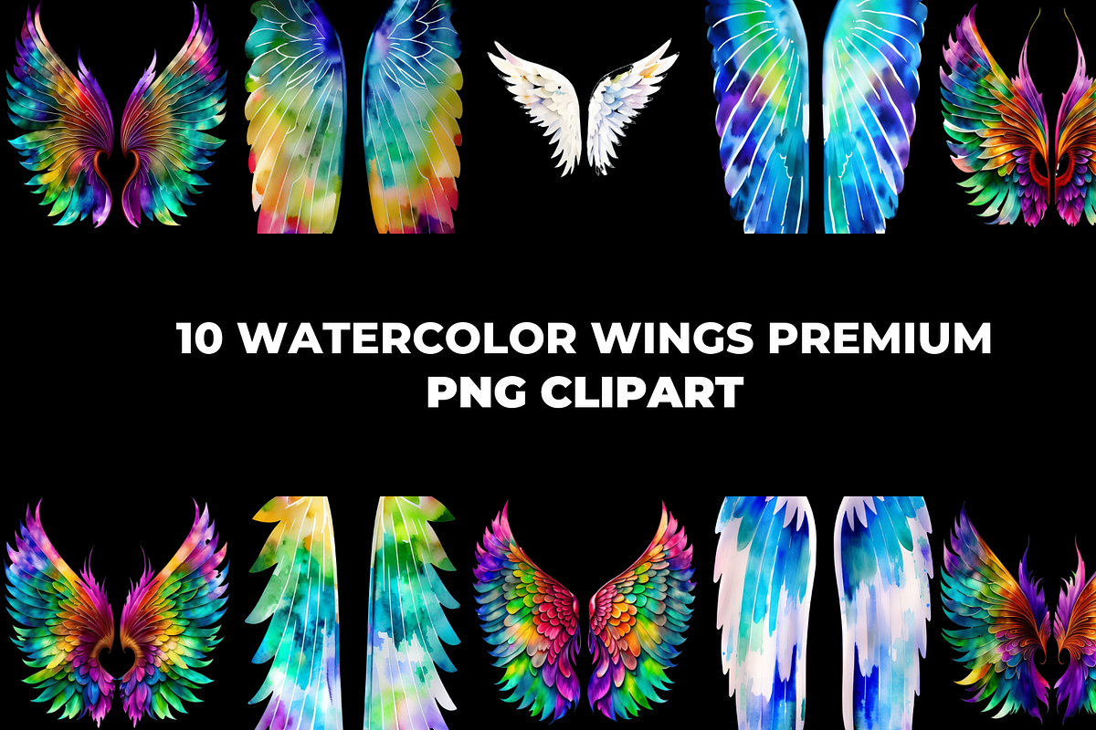 Watercolor Wings Premium PNG, a Decorative Illustration by Graphicspixel (Photo 2 of 4)