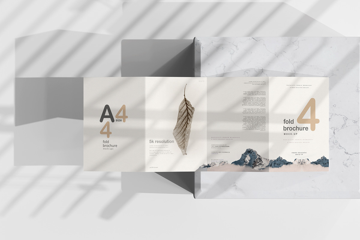 A4 Size Four Fold Brochure Mockup, a Print Template by pmvch (Photo 1 of 20)