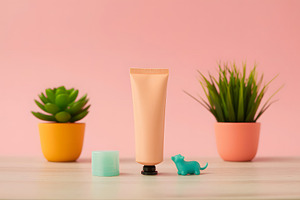 Cosmetic cream tube with small plant, a Beauty & Fashion Photo by Salman Shop