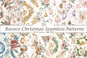 Rococo Christmas Seamless Patterns, a Pattern Graphic by Design Market