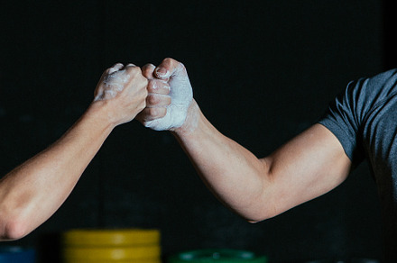 Cross fit routine hands hit fists