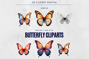 21 Butterfly Clipart Design Digital
