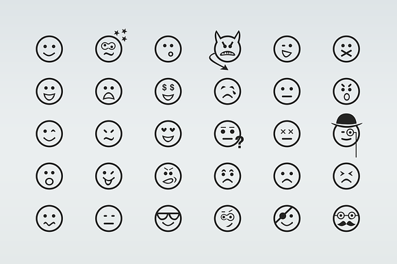30 Smiley Line Icons preview 3