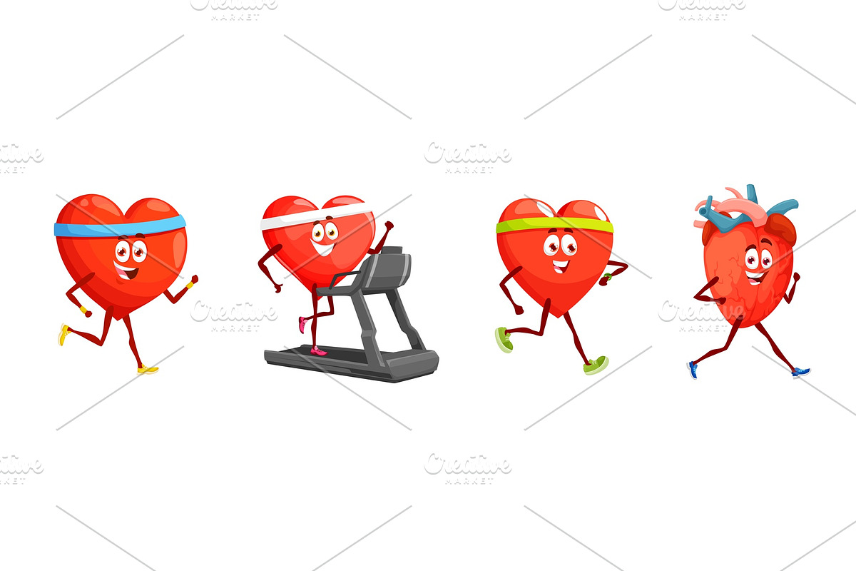 Cartoon running heart characters, a Healthcare Illustration by Vector Tradition (Photo 3 of 3)