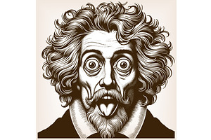 Crazy vintage man with wild hair, a Person Illustration by AlexArt
