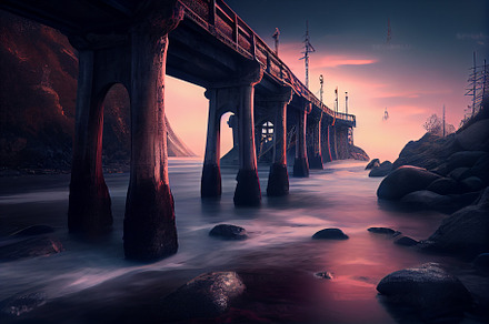 Bridge. Morning foggy view, a Technology Photo by Olyryk & Aglo