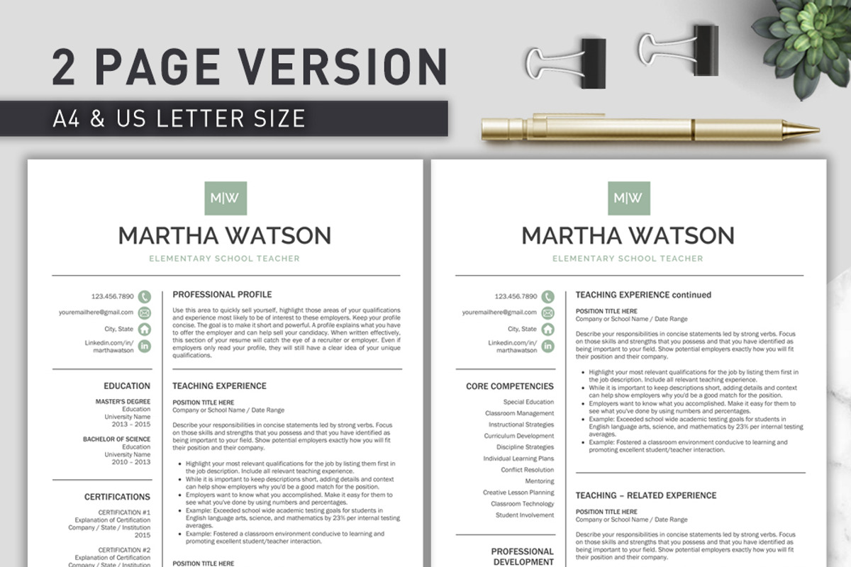 Resume Template / Teacher CV, a Resume Template by Klamp Studio (Photo 3 of 7)