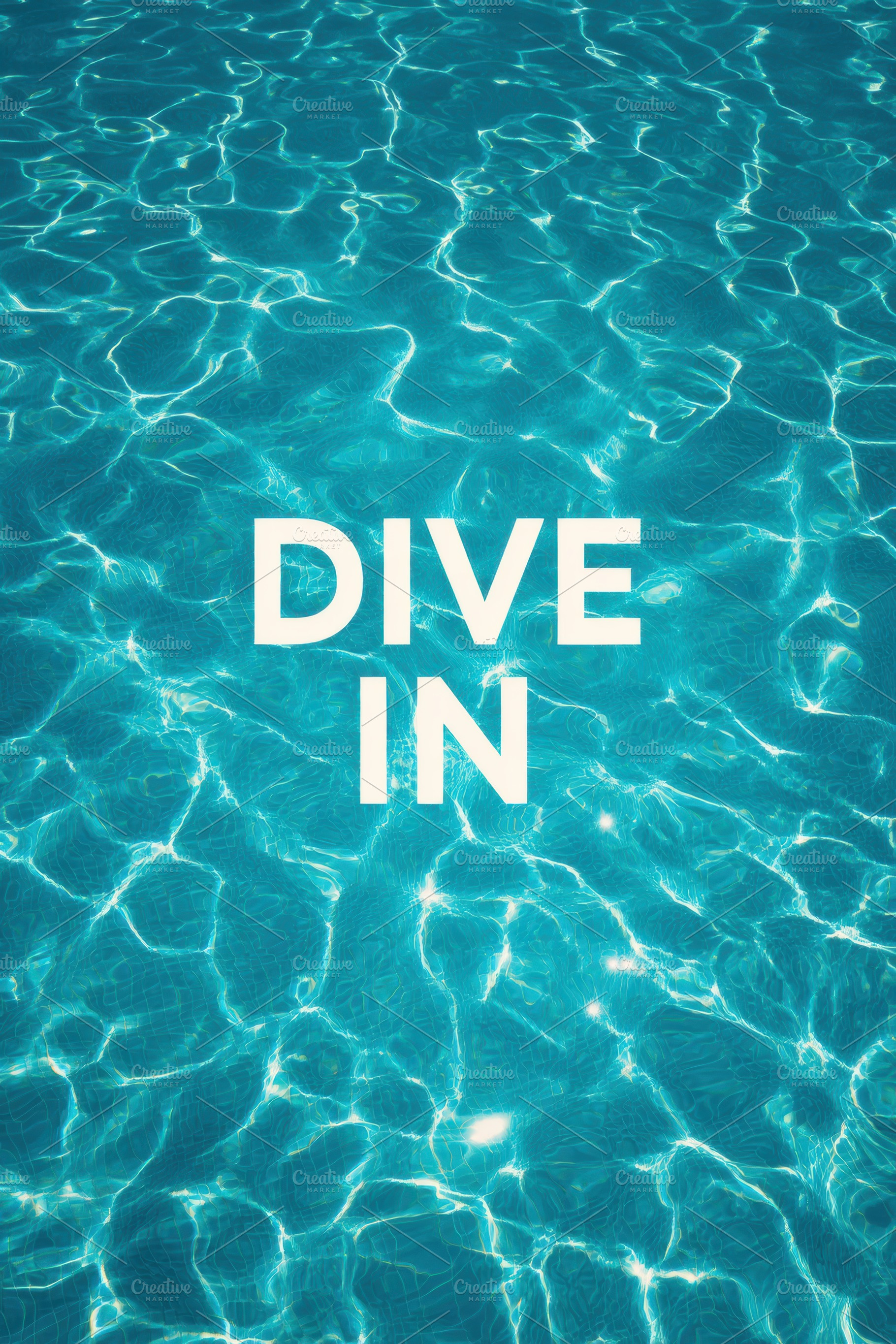 Pool water ripple and bold DIVE IN, a Holiday Photo by Virgo Studio
