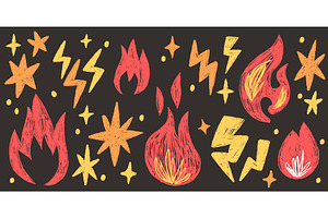 Fire collection with flame and, an Object Illustration by art PVP - market