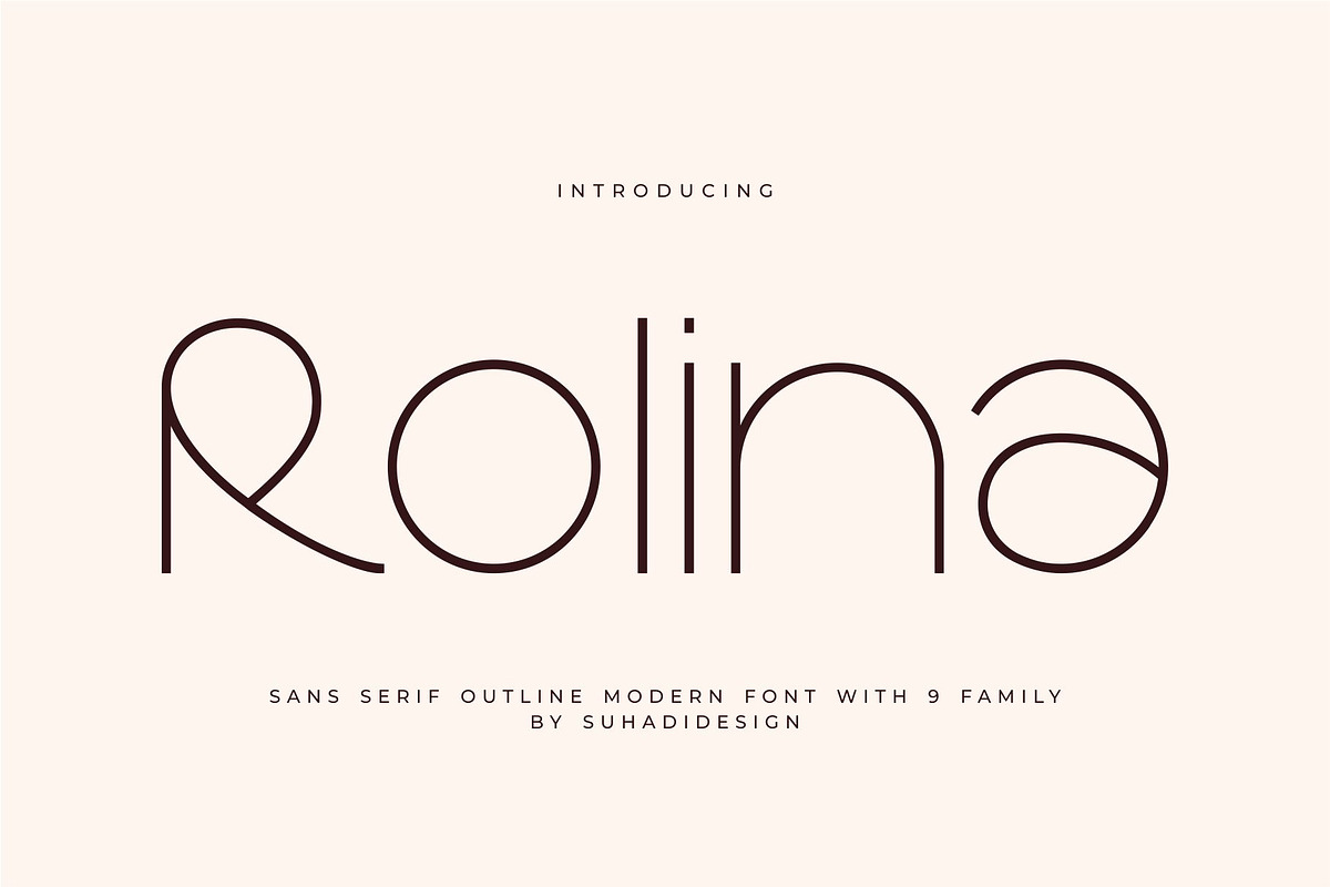 Rolina - Outline Family Font, a Sans Serif Font by suhadidesign (Photo 1 of 12)