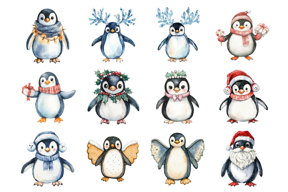 Christmas Penguin Clipart, an Illustration by Design Market (Photo 2 of 4)