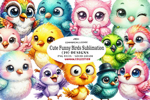 Cute Funny Birds Sublimation Clipart
