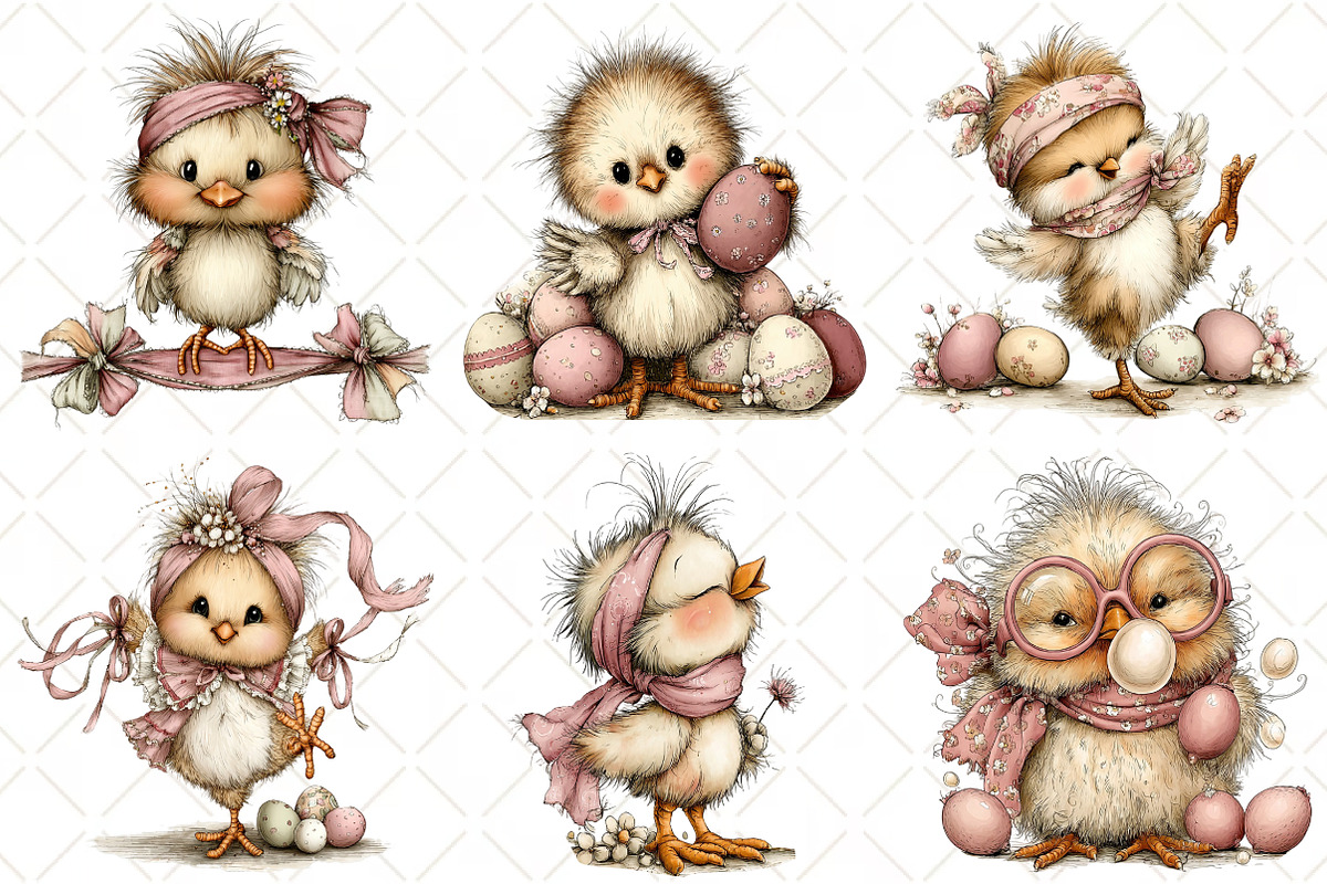 Whimsical Easter Chick Clipart, an Illustration by Black Bird Studio (Photo 6 of 6)