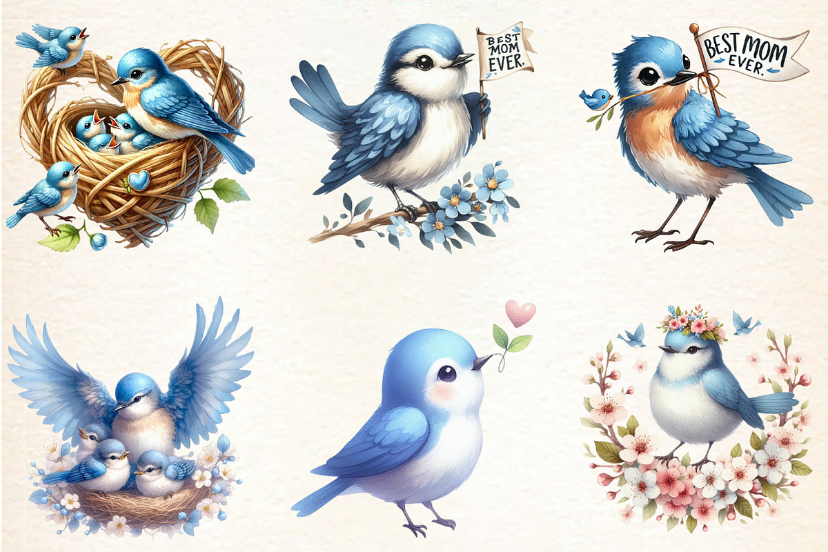 Mother's Day Bluebird Mom Sublimatio, an Illustration by DreamArtGraphic (Photo 3 of 4)