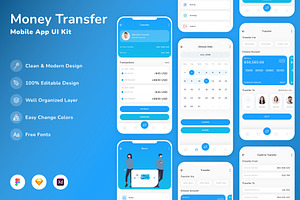 Money Transfer Mobile App UI Kit, an UI Kit Template by Betush