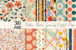 Modern Floral Seamless Digital Paper, a Texture Illustration by DreamPrint404