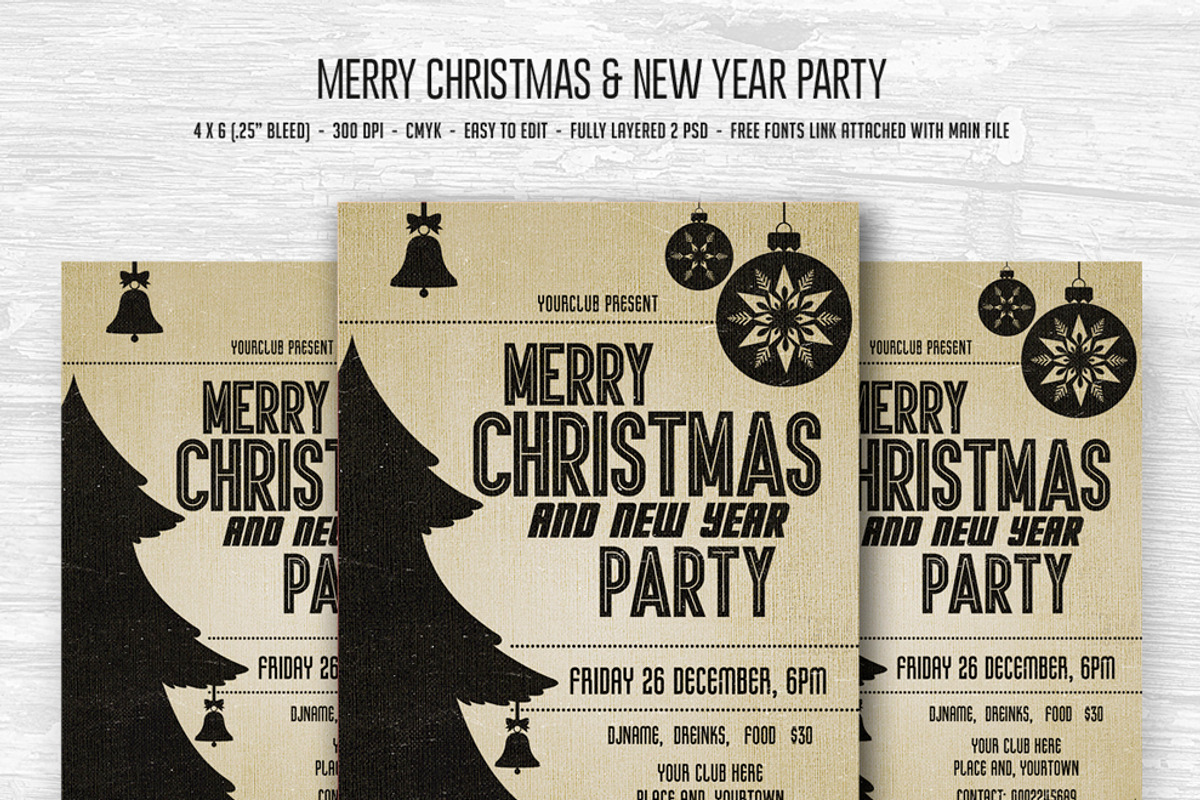 Christmas and New Year Party, a Flyer Template by DesignWorkz