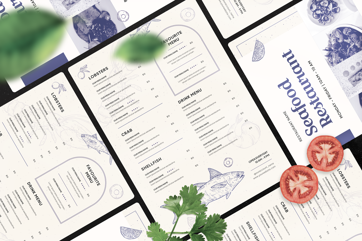 Seafood Restaurant Menu, a Print Template by Annora Studio (Photo 2 of 4)