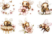 Watercolor Summer Bee Clipart, a Seasonal Illustration by Designking (Thumbnail 3 of 5)