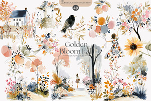 watercolor autumn clipart collection, a Decorative Illustration by Patishop Art