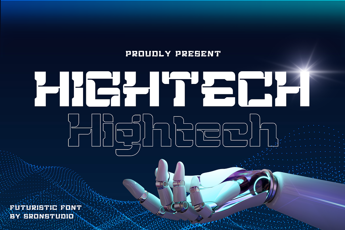 Hightech Font, a Sans Serif Font by Sronstudio (Photo 1 of 15)