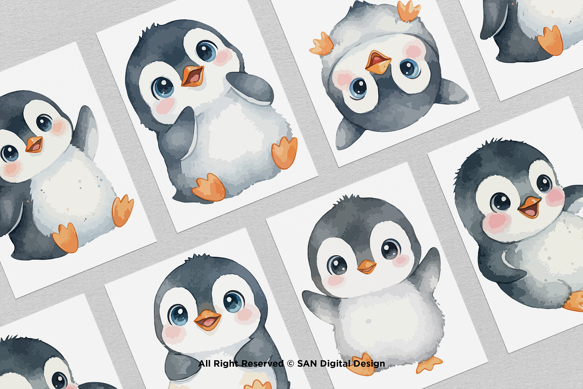 15 Bundle Watercolor Cute Penguin, an Animal Illustration by Morspective (Photo 3 of 8)