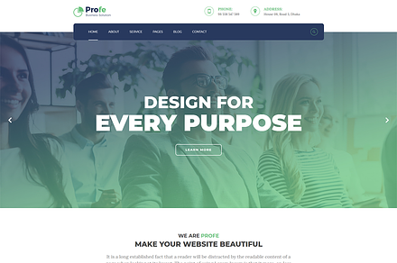 Profe – Multipurpose HTML Template, a Bootstrap Template by HasThemes