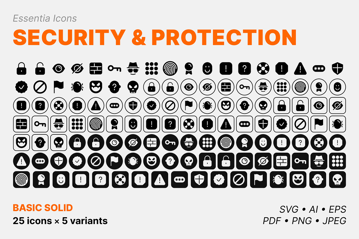 Protection & security icons (Solid), a Solid Icon by Totto House (Photo 2 of 3)