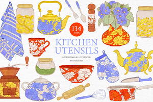 Kitchen Utensils Illustrations, an Object Illustration by GVGraphics