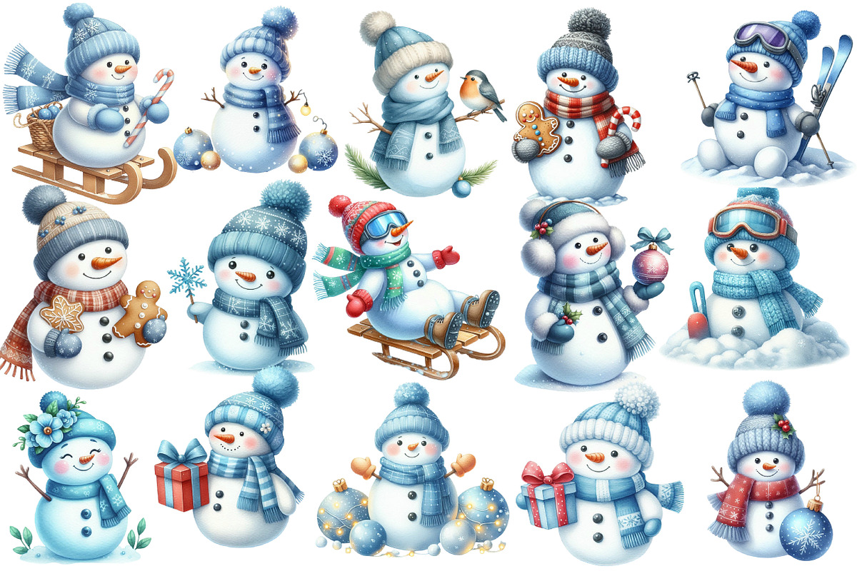 Blue Snowman Clipart, an Illustration by Designworld (Photo 2 of 5)
