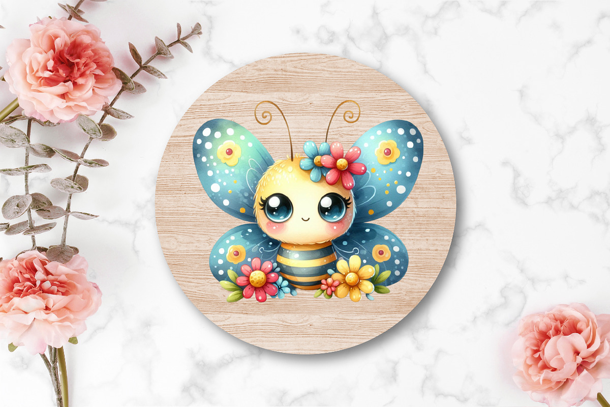 Watercolor Cartoon Funny Butterfly, an Illustration by CraftArtStudio (Photo 4 of 5)
