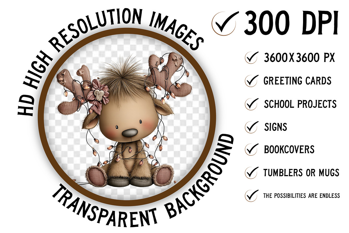 Quirky Christmas Reindeer Clipart, an Illustration by Craft Nest (Photo 2 of 11)
