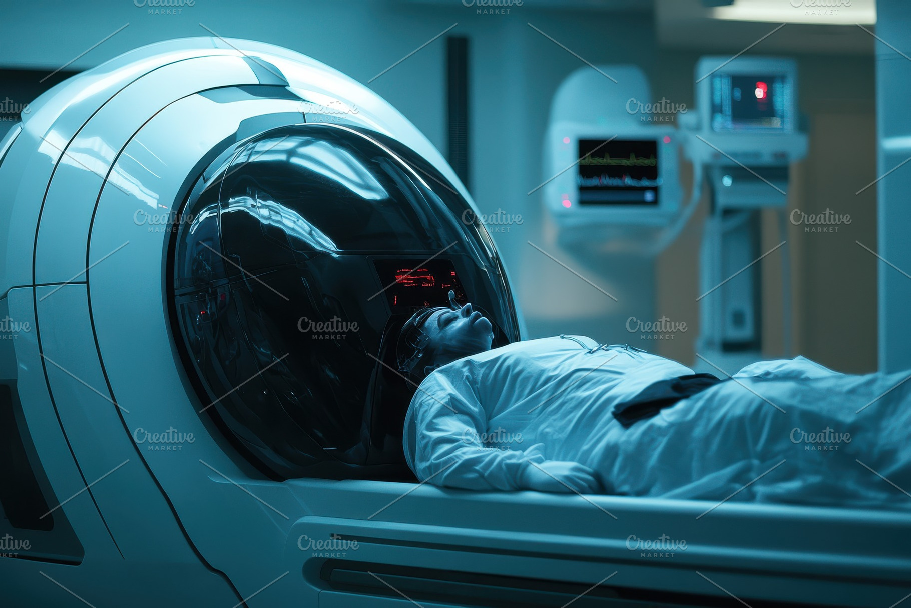 Patient undergoing MRI scan in moder, a Health & Medical Photo by Pixeness Studio